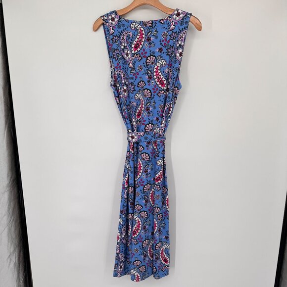 Talbots Effortless Jersey knit Tie Waist Midi Dress Seaside Paisley size large - Picture 11 of 13